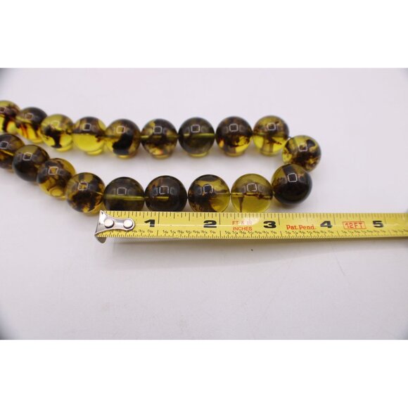 Vintage Lucite Faux Baltic Amber Large Bead 18" Necklace Gold-Tone Barrel Clasp - Picture 11 of 12